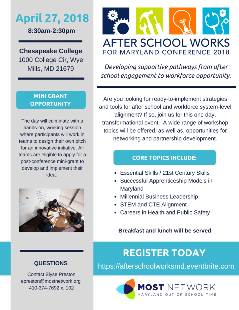 after school works for maryland conference Flyer